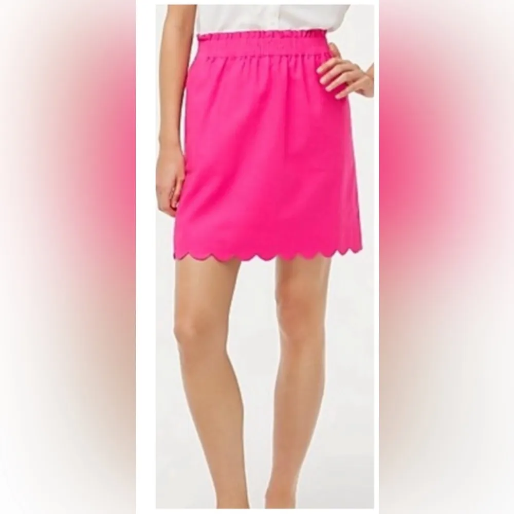 J. Crew Linen Skirt Pink Scalloped Mini Sz 12 899 - Image 11