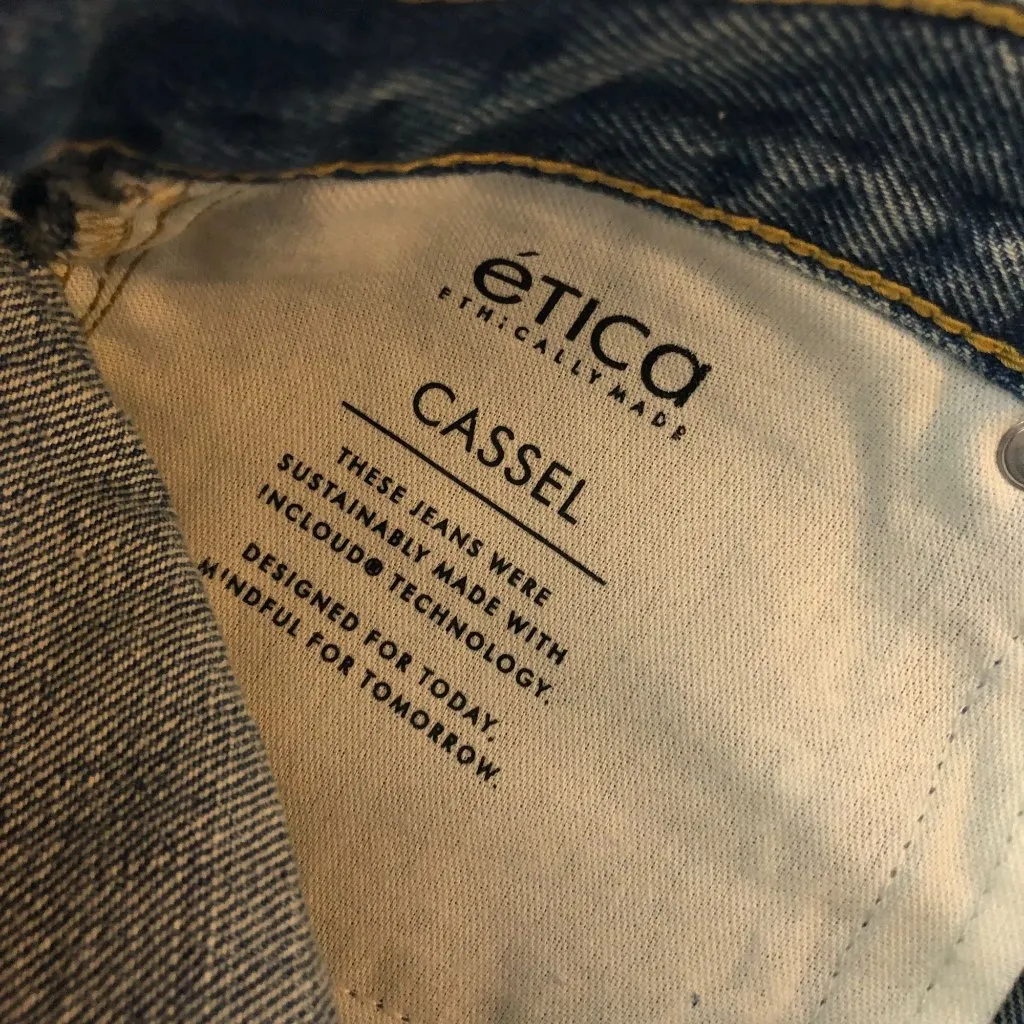 Etica Womens Cassel Ultra High Barrel Jeans Button Fly Rigid Bluestone Wash 27 Blue - Image 7