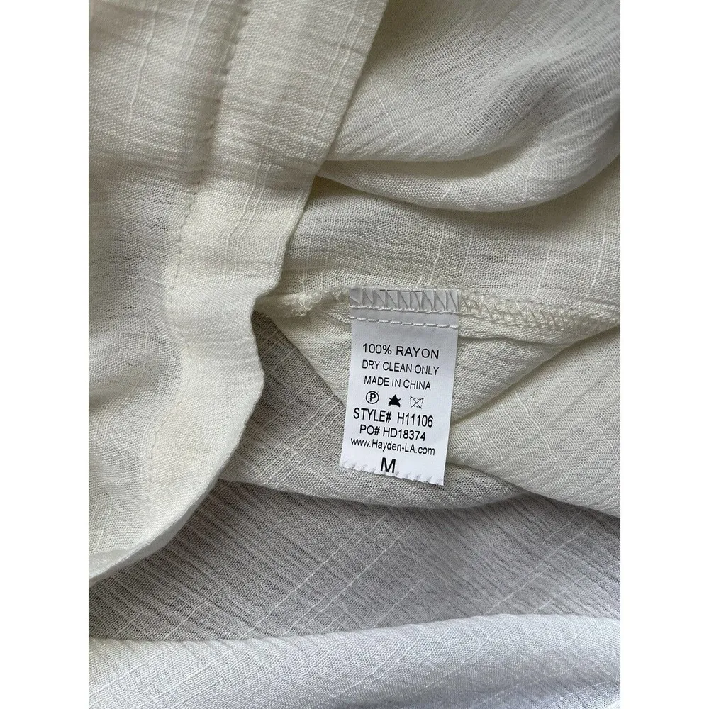 Hayden Cream Floral Embroidered Peasant Blouse Women’s Size Medium - Image 8