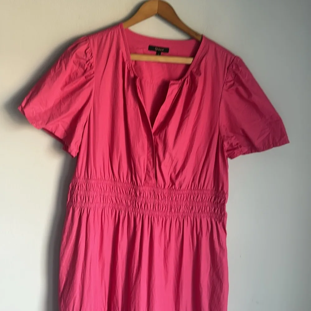 Quince 100% Organic Cotton Poplin Tiered Maxi Dress in Lipstick Pink Large - Image 4
