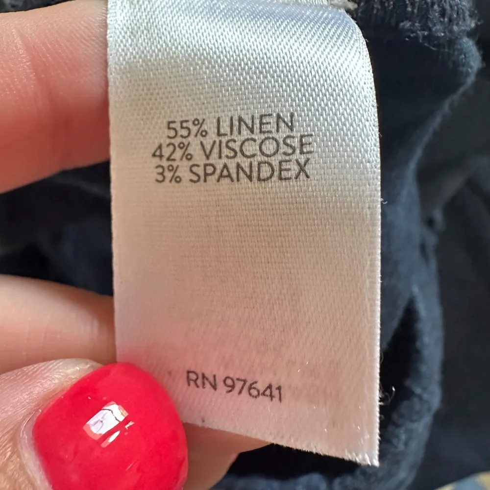 J.Jill Linen Blend Wide Leg Crop Pants Stretch Pull On Casual Womens Size Medium Blue - Image 9