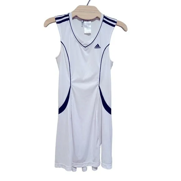 ADIDAS SLEEVELESS BLACK WHITE CLIMA365 PLEATED SKIRT TENNIS DRESS S - Image 2