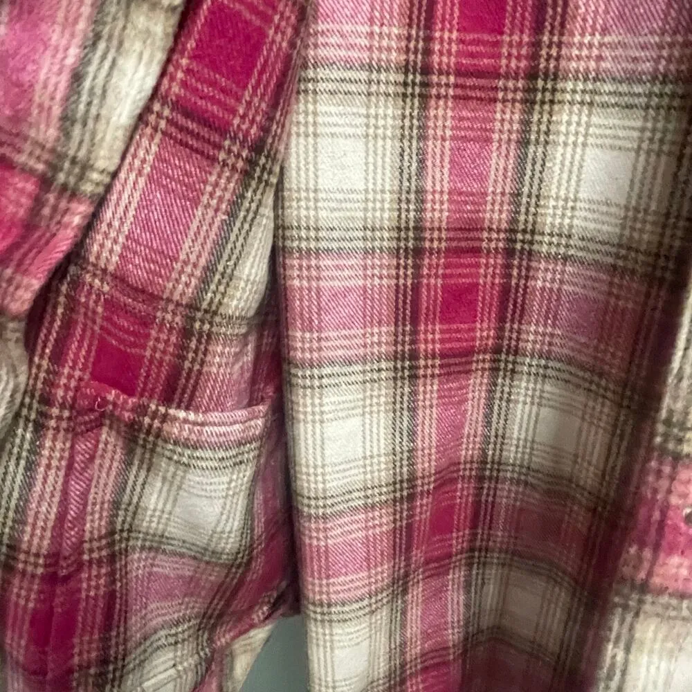 Blank NYC Size Small Pink Plaid Wool Blend Soft Shacket Jacket Button Down - Image 4