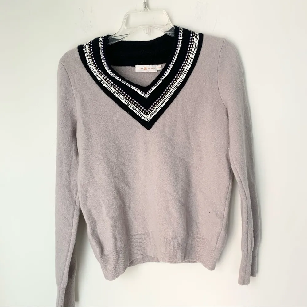 Tory Burch  Petale Sequin V Neck - Image 2