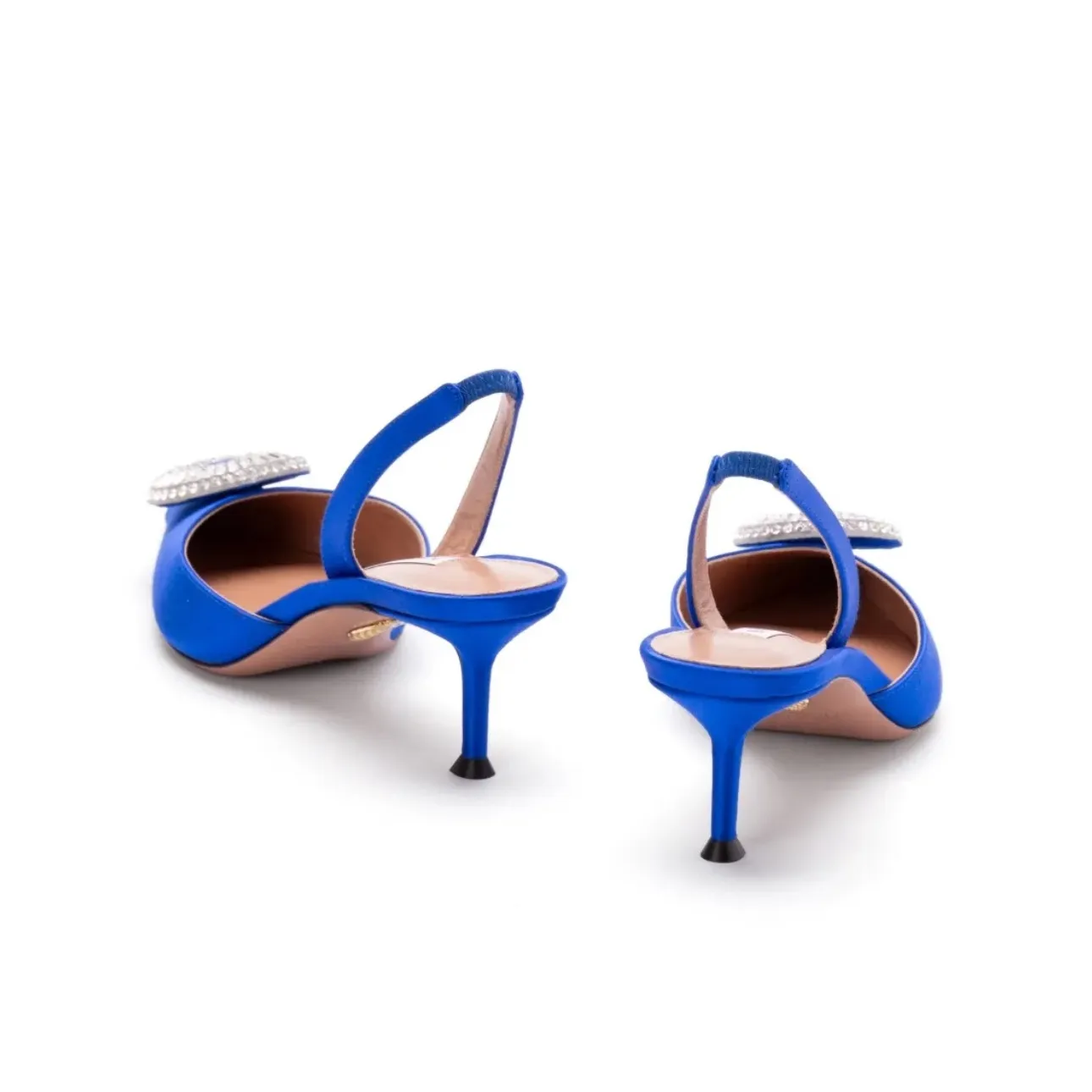 Aquazzura Royal Blue Crystal Embellished Sling Pumps Mid Heel Pointed Toe 8.5 - Image 4