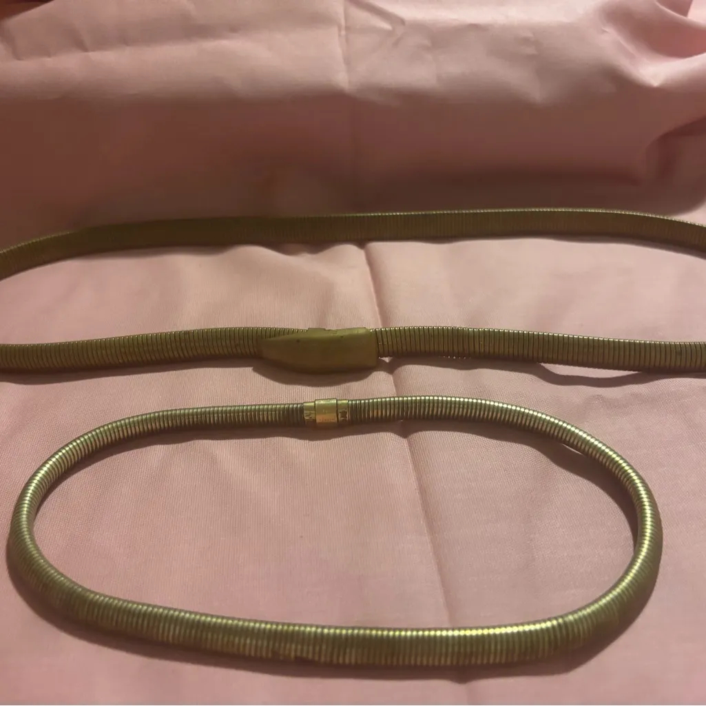 Vintage Stretch Snake Belt and Necklace Set Gold - Image 2