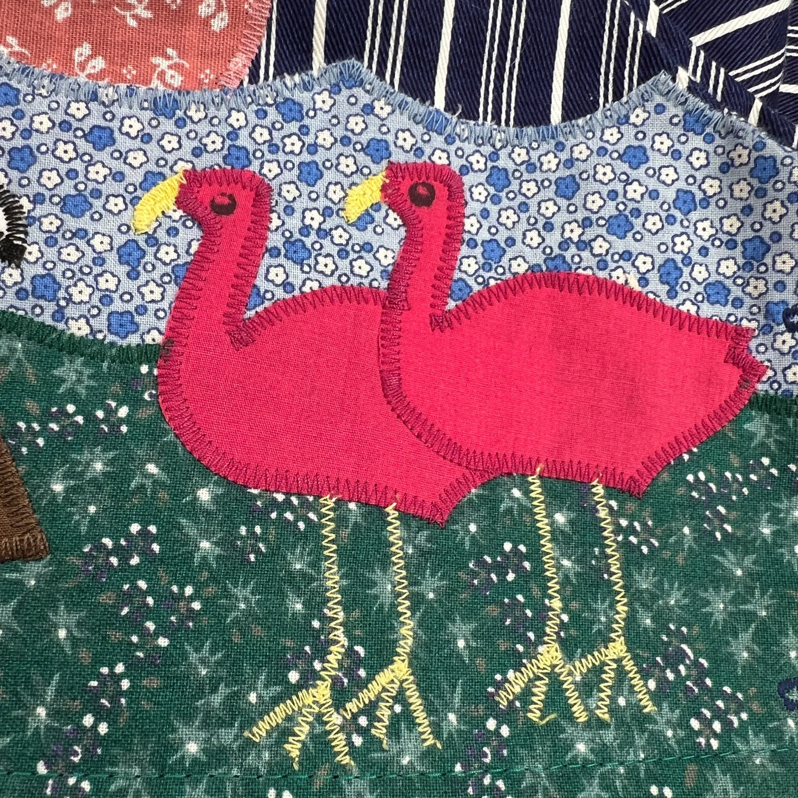 Handmade Artisan Applique Noah's Ark Jumper Dress Navy Pinstripe Est. Size L - Image 13