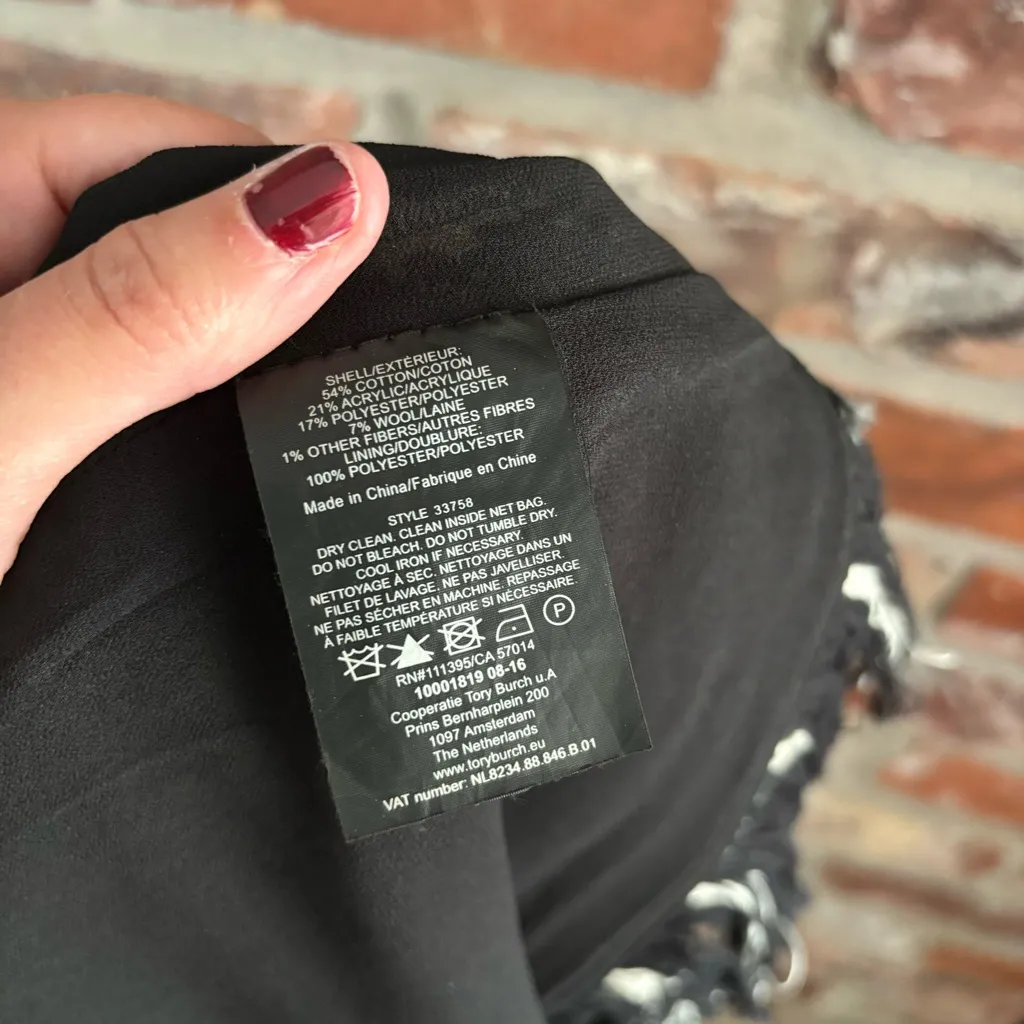 Tory Burch Black Marisol Fringe Hem Skirt, 6 - Image 9