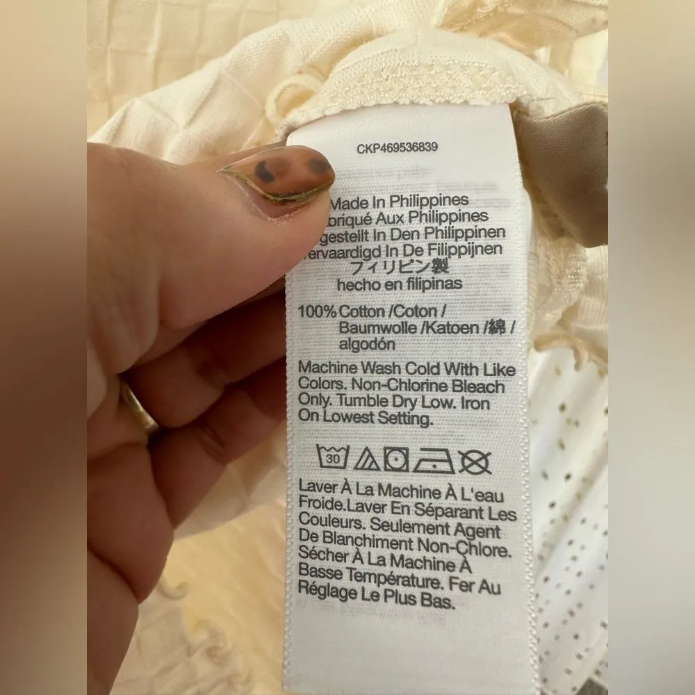 Madewell 100% Cotton Checkerboard Jacquard Basket Weave Knit V Neck Cardigan XXS - Image 10