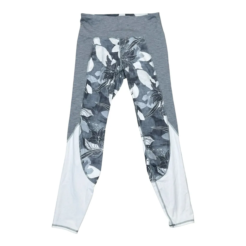 Athleta Chaturanga High Rise Tropical Flow Tight Leggings Pant Cobblestone Gray - Image 3