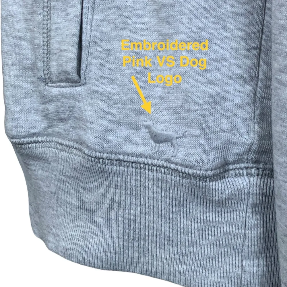 Pink Victoria’s Secret Half Zip Pullover Sweatshirt Top Streetwear Gray Small - Image 10