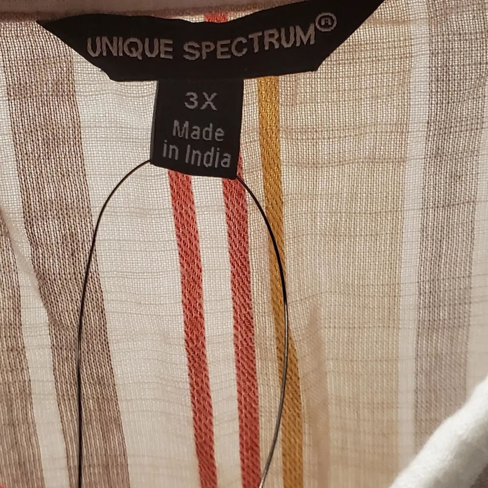 Unique Spectrum Tan Striped Long Sleeve Button Up 3X - Image 5