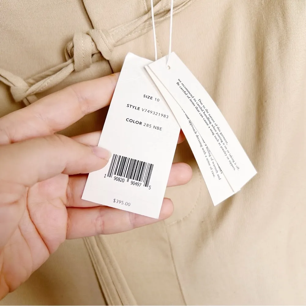 Vince • High Waist Belted Straight Leg Pants tan khaki rayon linen trousers - Image 7