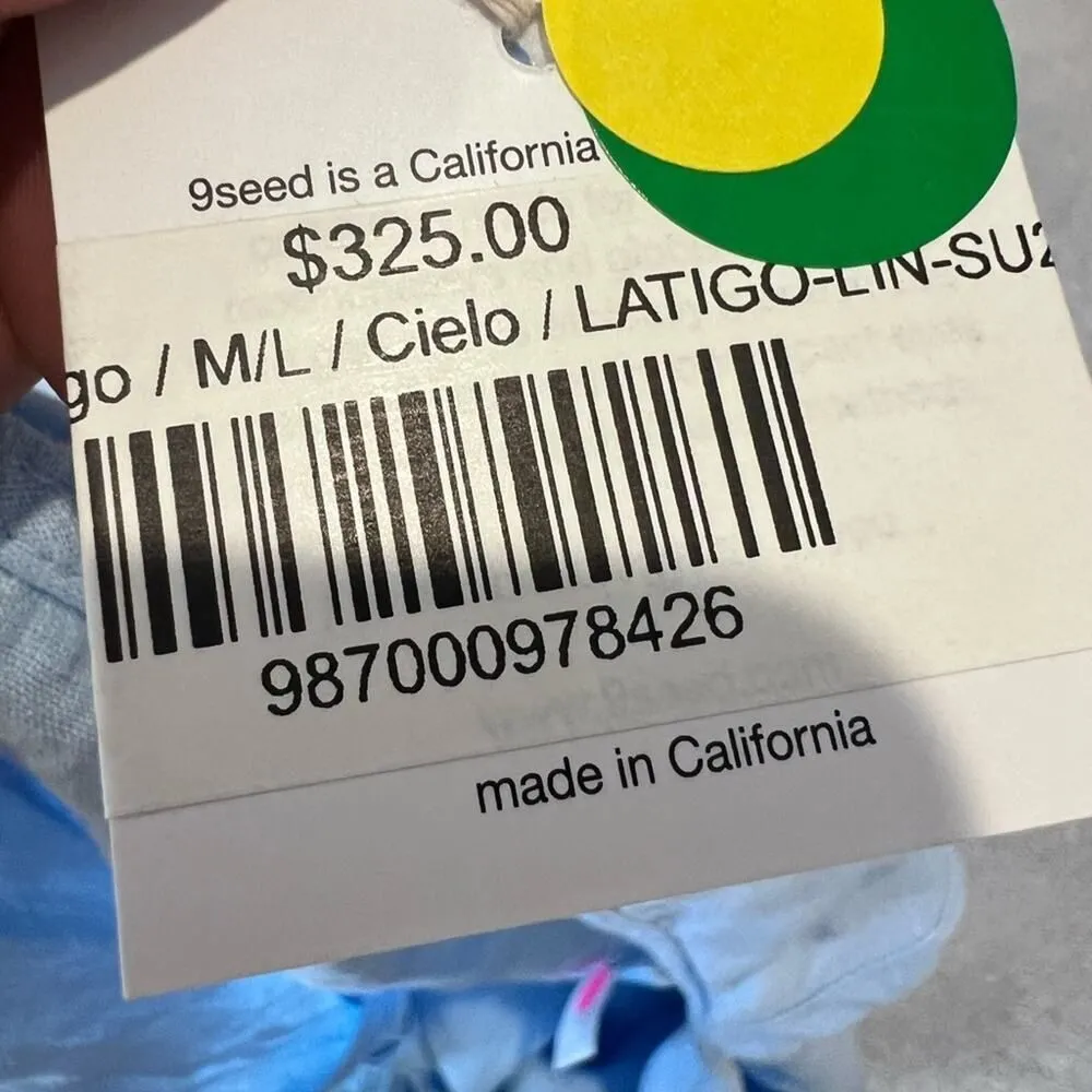 9seed latigo linen overalls cielo‎ blue size medium, nwt - Image 10