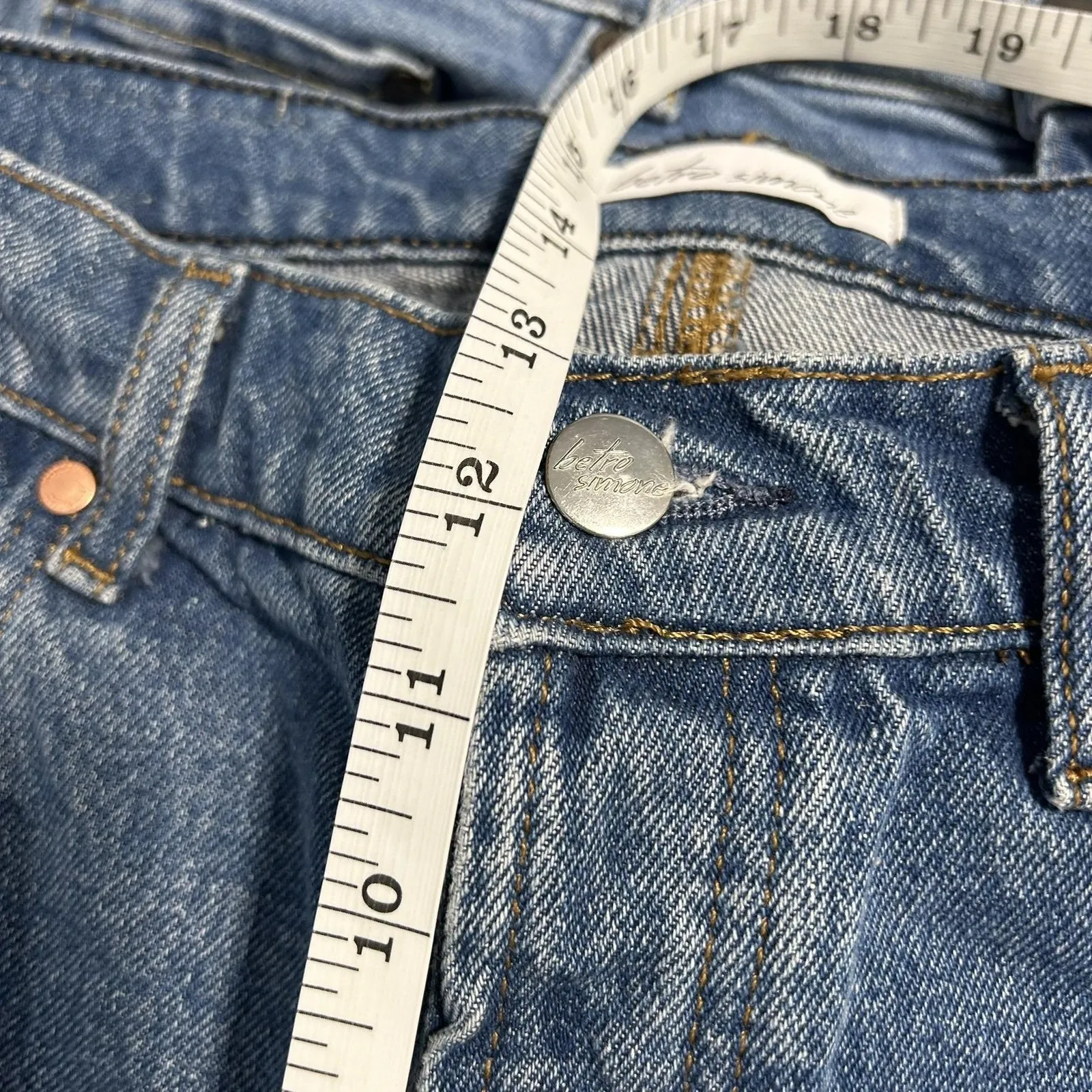 Beto Simone Jeans Womens 31 Blue High Rise Straight Leg Button Fly BWDAT103 - Image 6