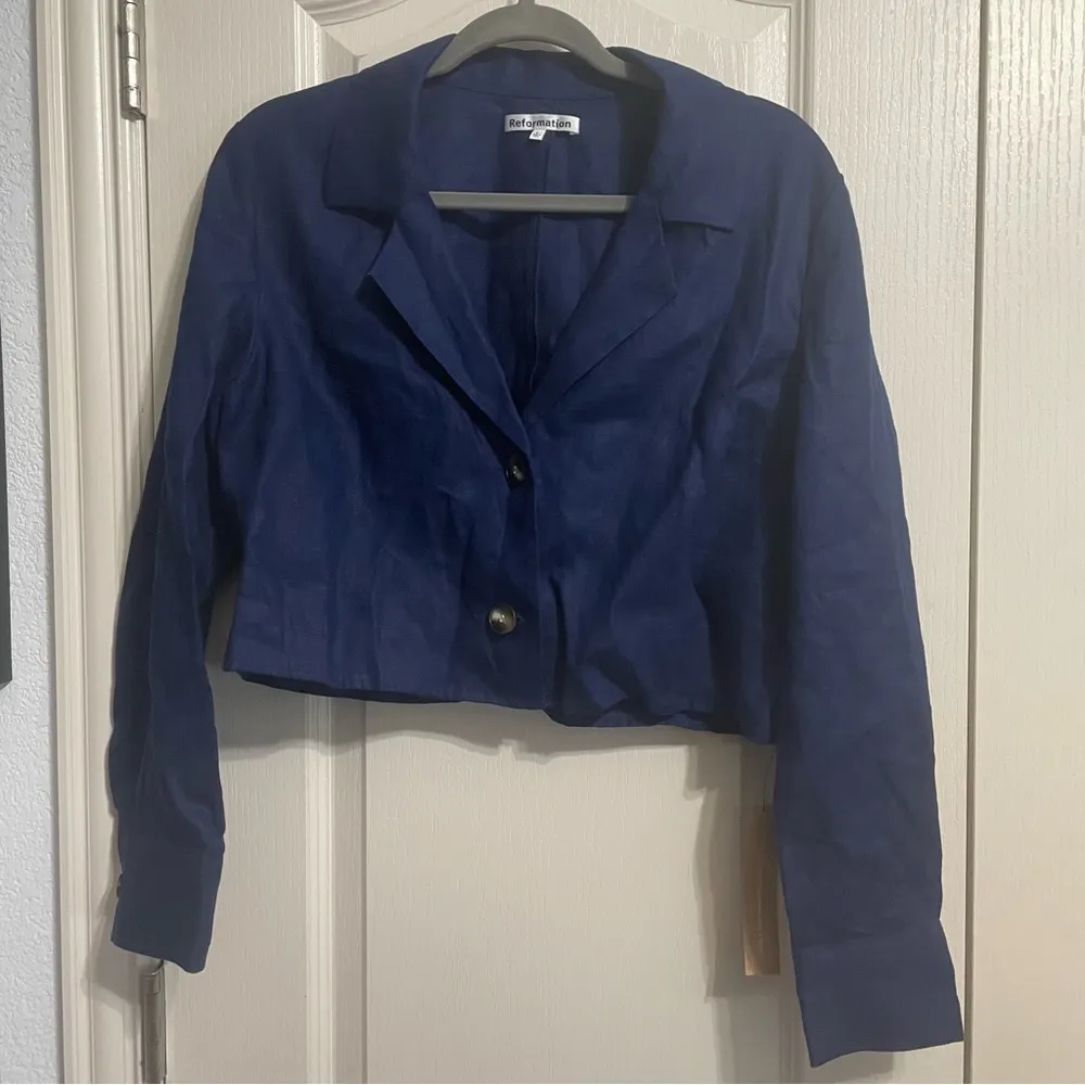 💖 NWT Reformation Raina Navy Linen Top - Image 3