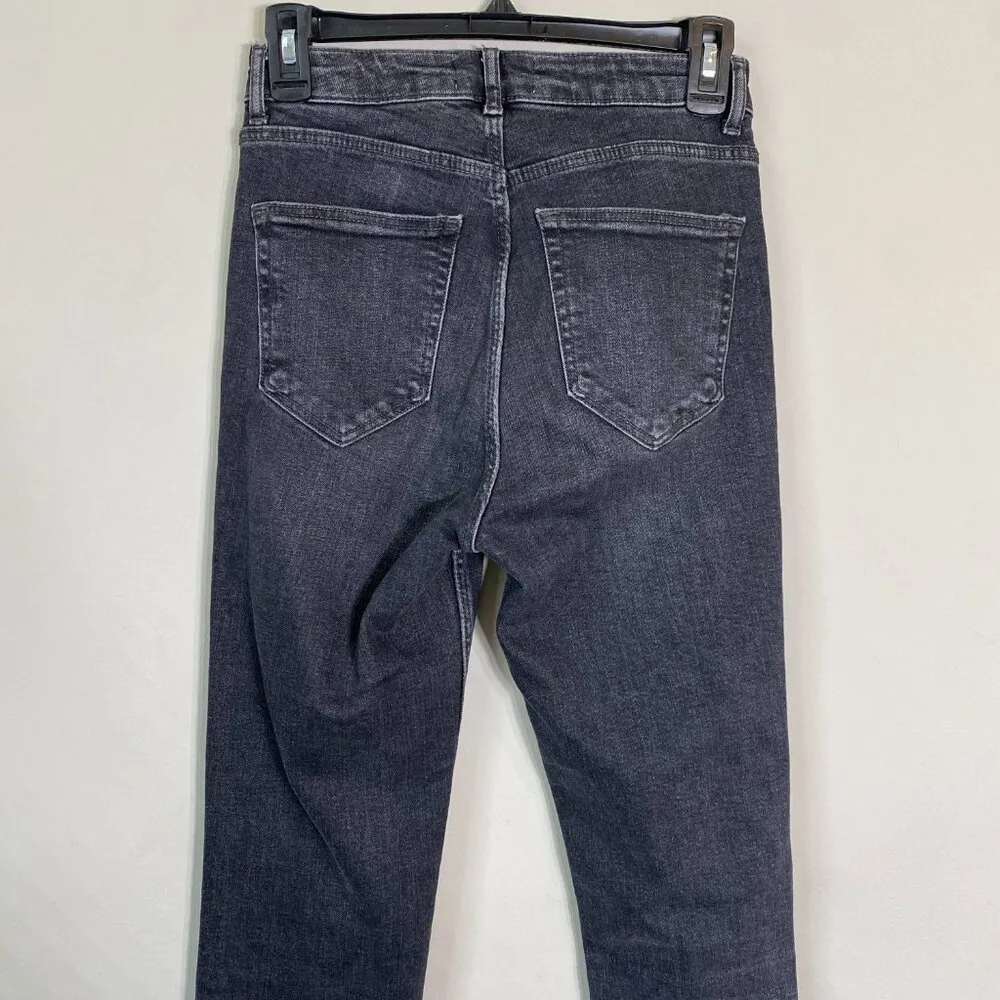 ZARA  Split Hem Flare Black Denim Jeans Women's Size 4 High Rise Neutral Stretch - Image 14
