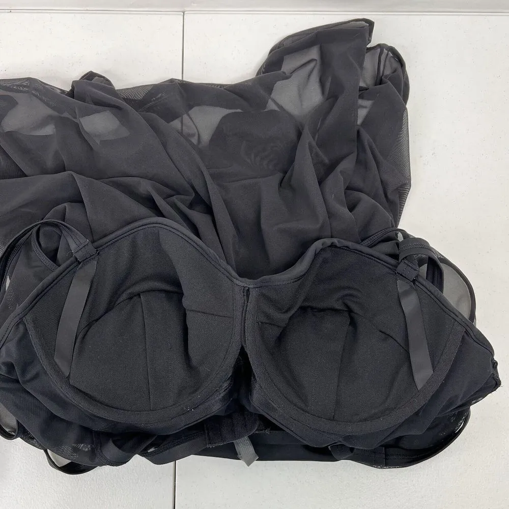 Torrid Plus Size 2 2X D/DD Black Underwire Long Mesh Overlay Swim Dress Swimsuit - Image 12