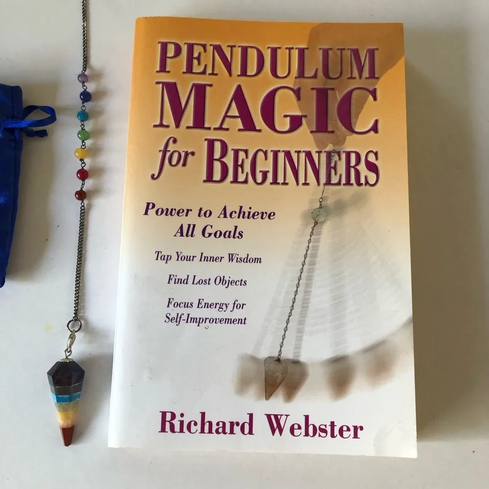 Pendulum Magic for Beginners Book + Chakra Healing Stone Pendulum Healing Red - Image 2