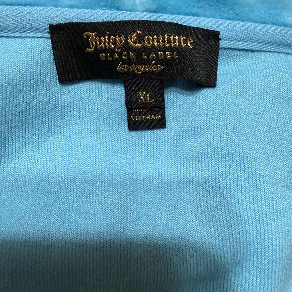 Juicy Couture Black Label Velour Zip-Up Hoodie – Porcelain Blue | Size XL - NWT - Image 3