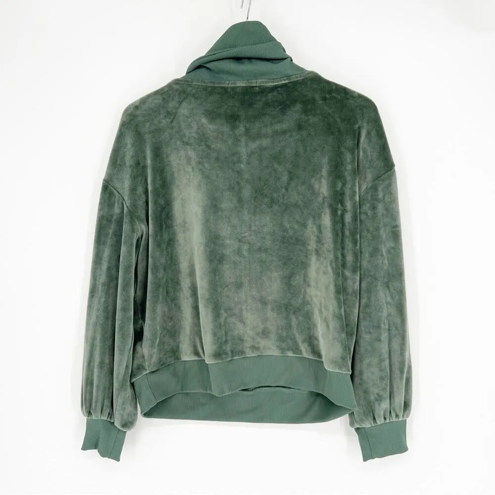 Summersalt The Plush Velour 1/2 Zip Pullover XS Green - Image 3