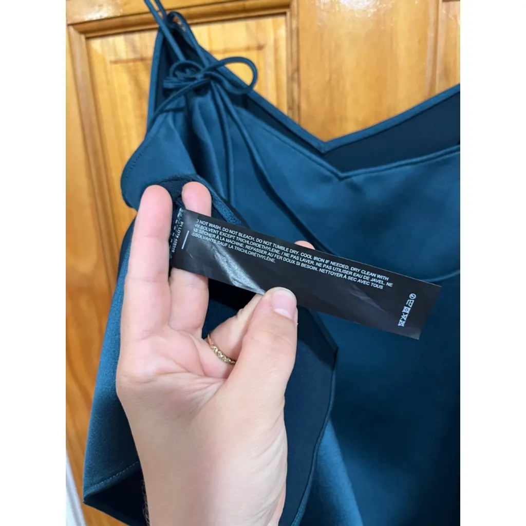 Theory Cross Back Tank Top Medium Emerald Green Satin Cami NWT $225 - Image 5