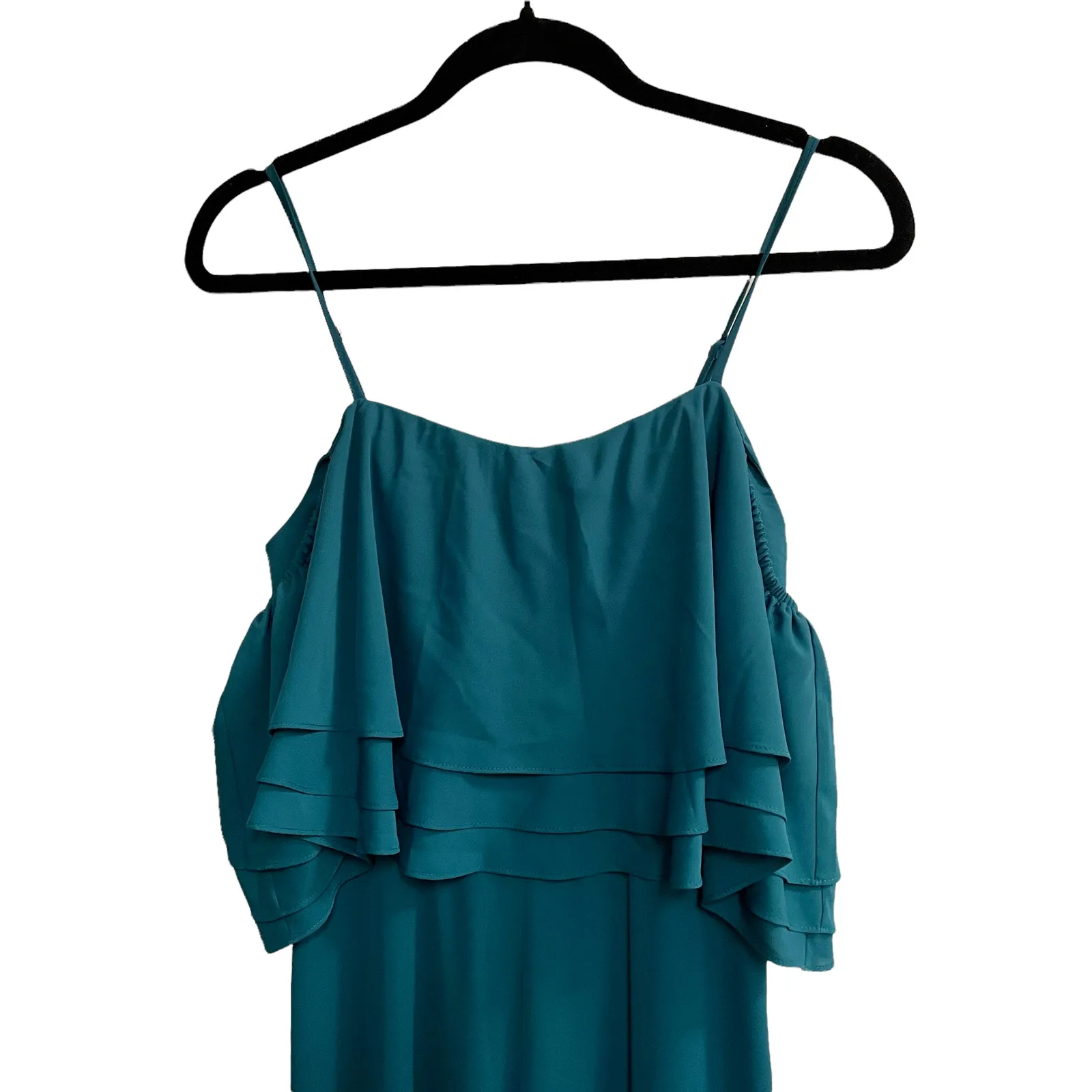 Amanda Uprichard Teal Ruffle Jumpsuit - Image 4