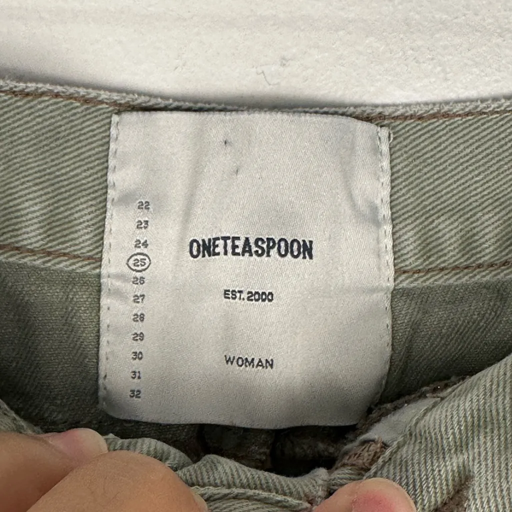 One teaspoon Vanguard Mid Rise Relaxed Denim Mini Skirt Green Sz 25 - Image 8