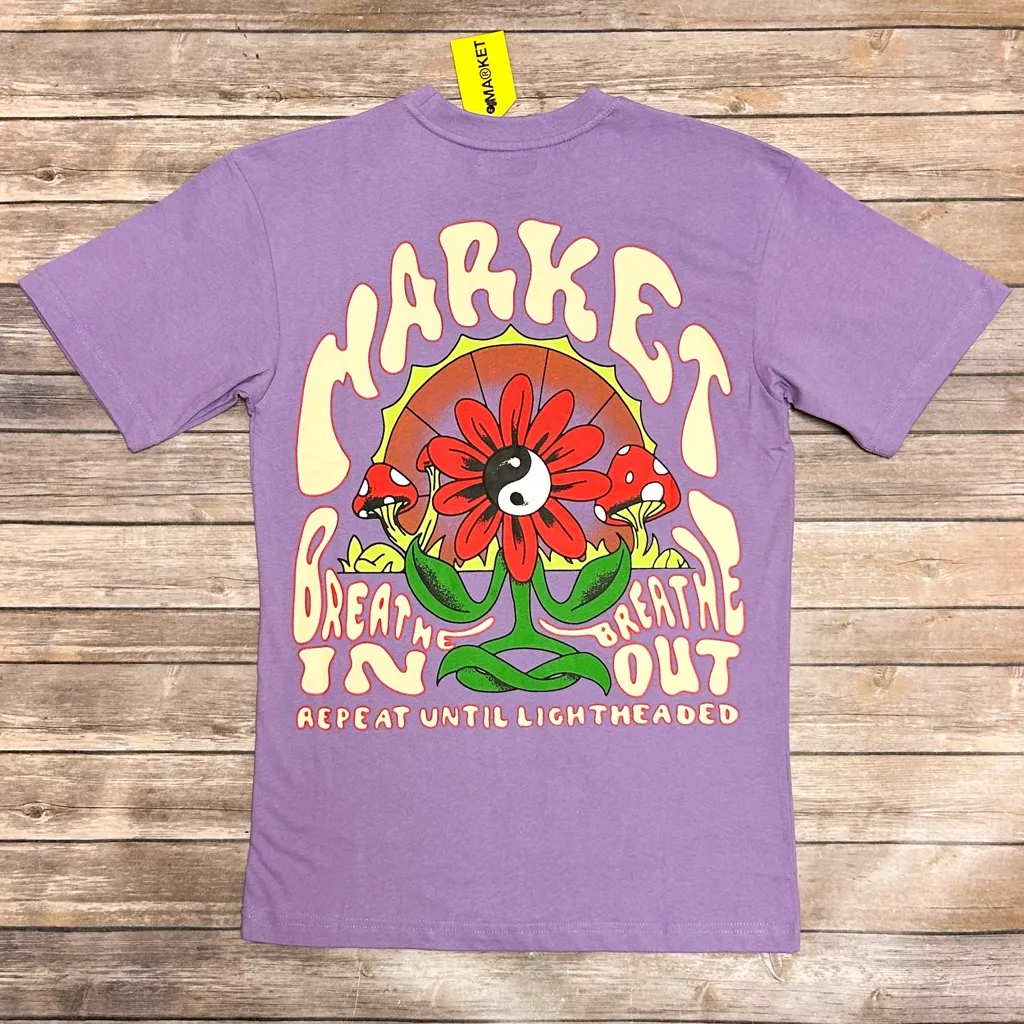 Market Purple Breathwork Mushroom Flower Print Short Sleeve T Shirt NWT Small - Image 4