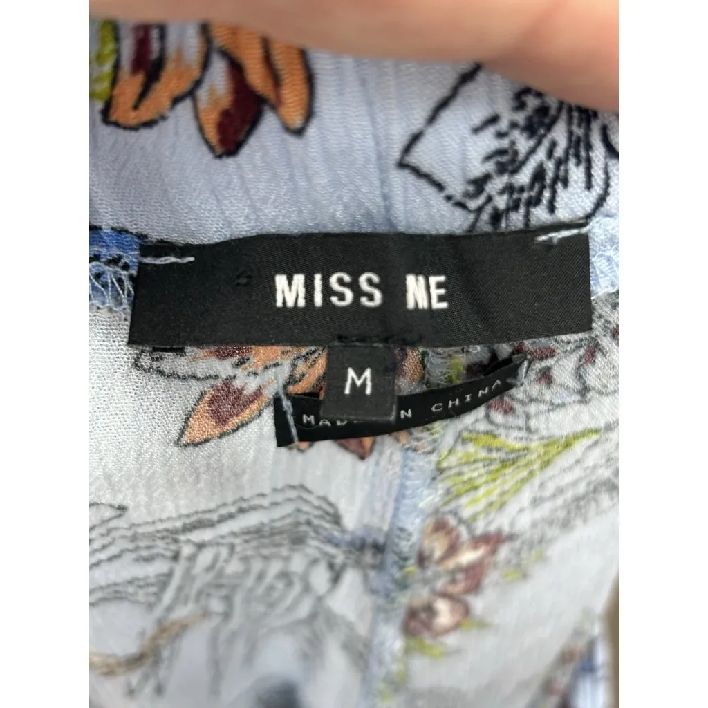 Miss Me Floral Print Wide Slit-Leg Palazzo Pants Medium Pull On Boho Hippie - Image 6