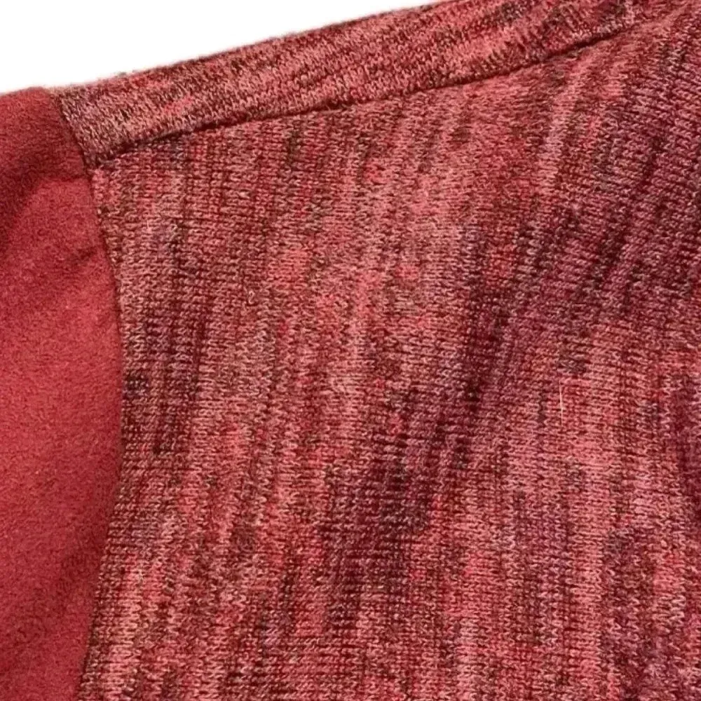 LOGO Lori Goldstein Burgundy/Wine Sweater, Faux Suede Sleeves - Size Small - Image 7