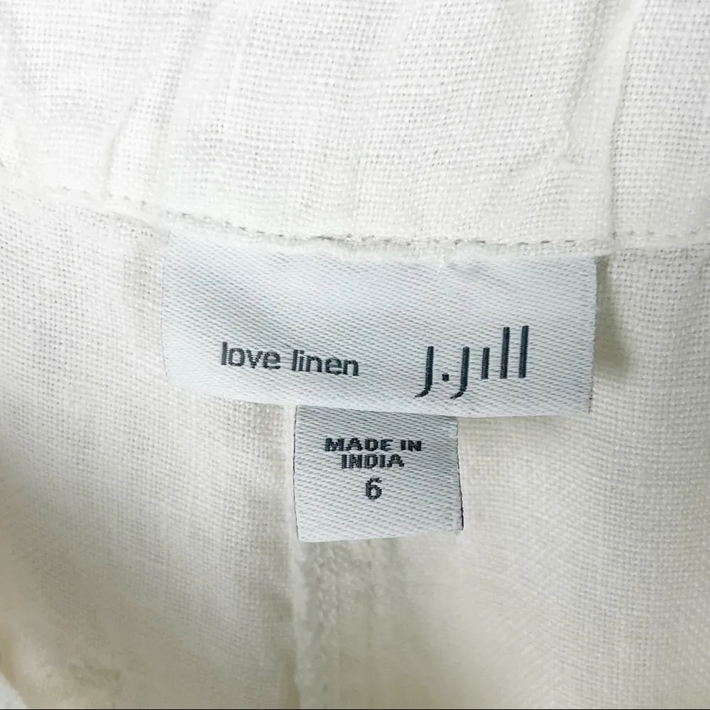 J. JILL Love Linen Sheer White 100% Linen High Rise Shorts, Size 6 - Image 2