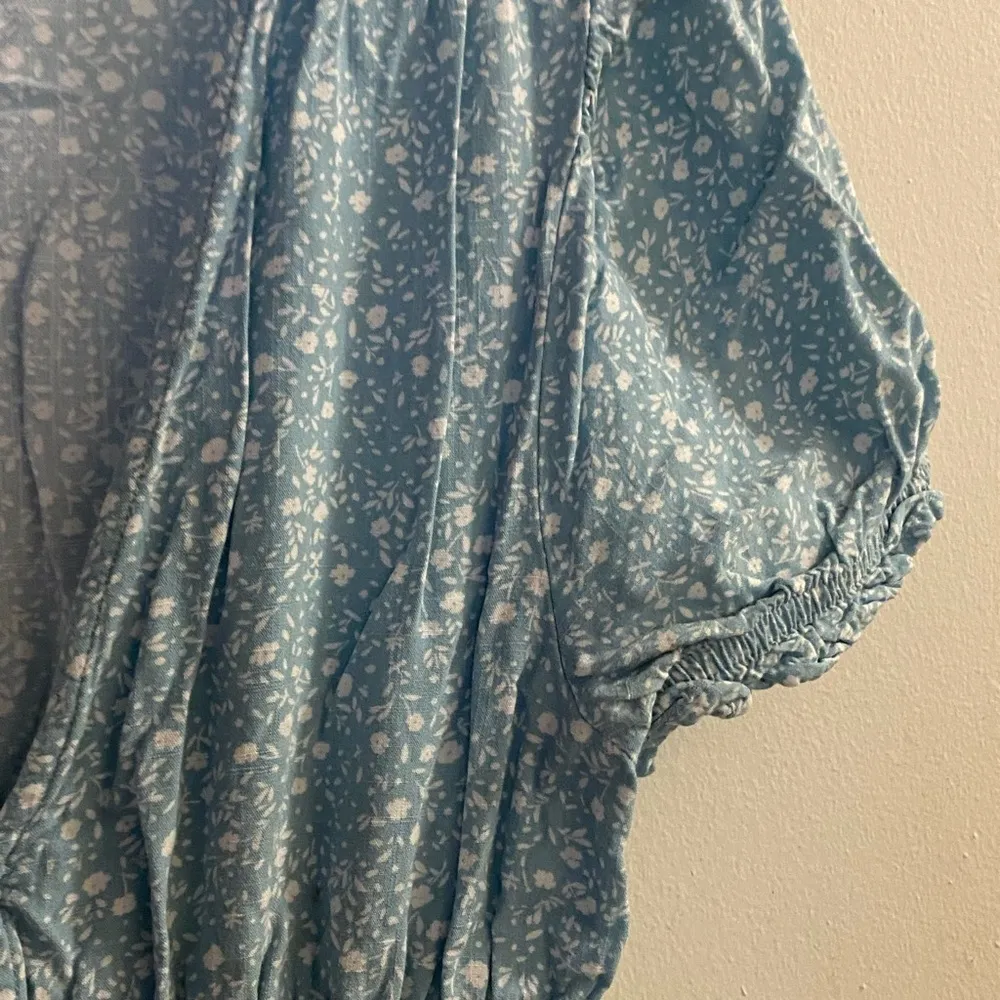 One Clothing Womens Juniors Midi Dress S Small Light Blue White Floral Print - Image 3