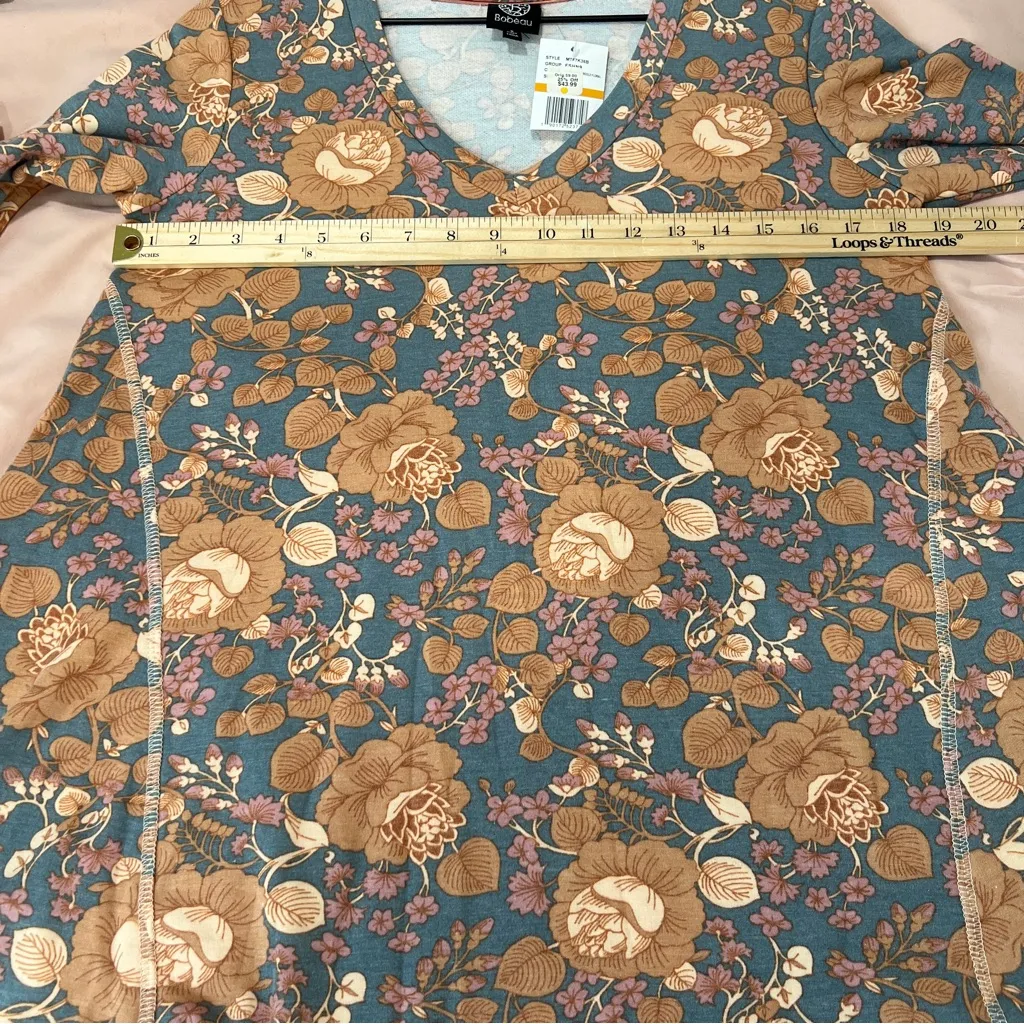 Bobeau Soft‎ Floral 3/4 Sleeve V-Neck Relaxed Fit Swing Tunic Top NWT Size S - Image 11