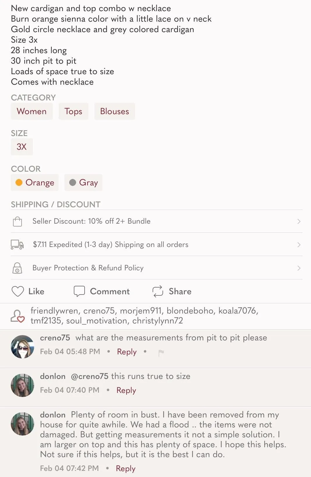 Faded Glory NWOT  Cardigan Combo Top W Necklace - Image 9