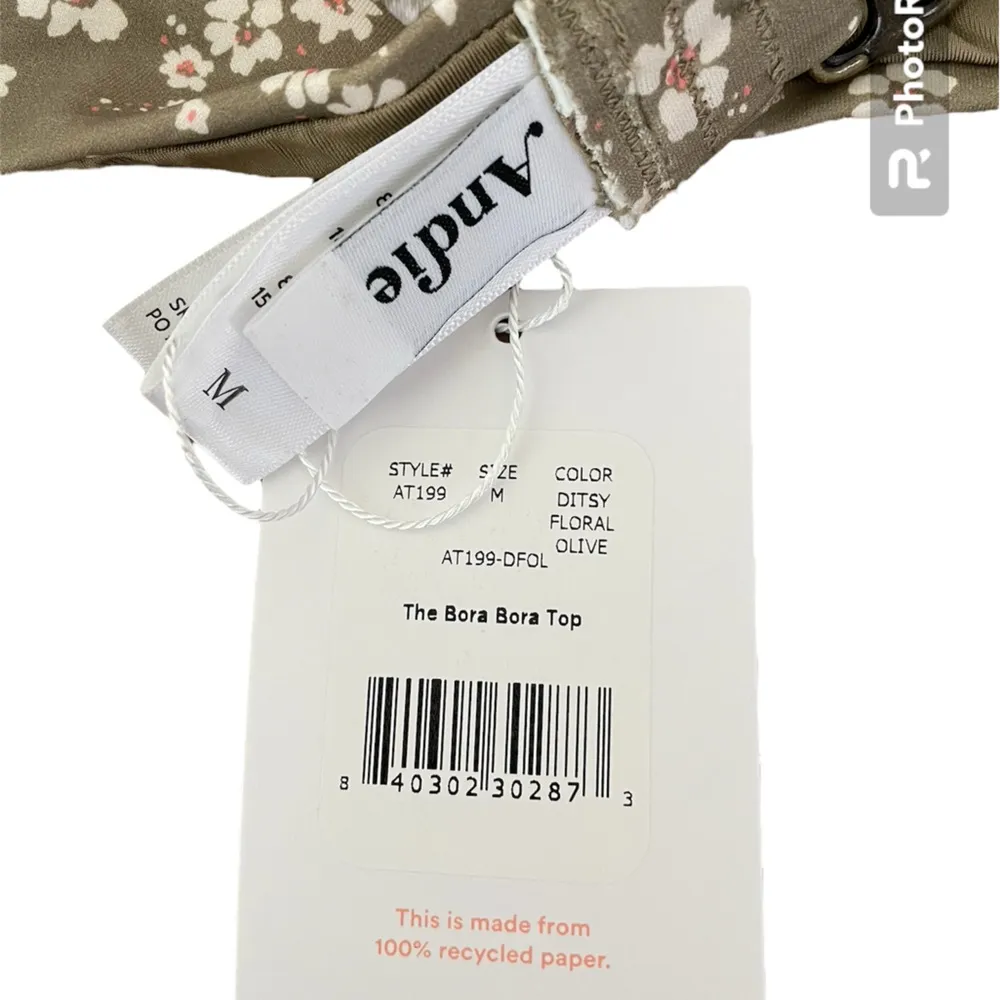 Andie Swim The Bora Bora Bikini Top in Ditsy Floral Olive Size M - Image 7