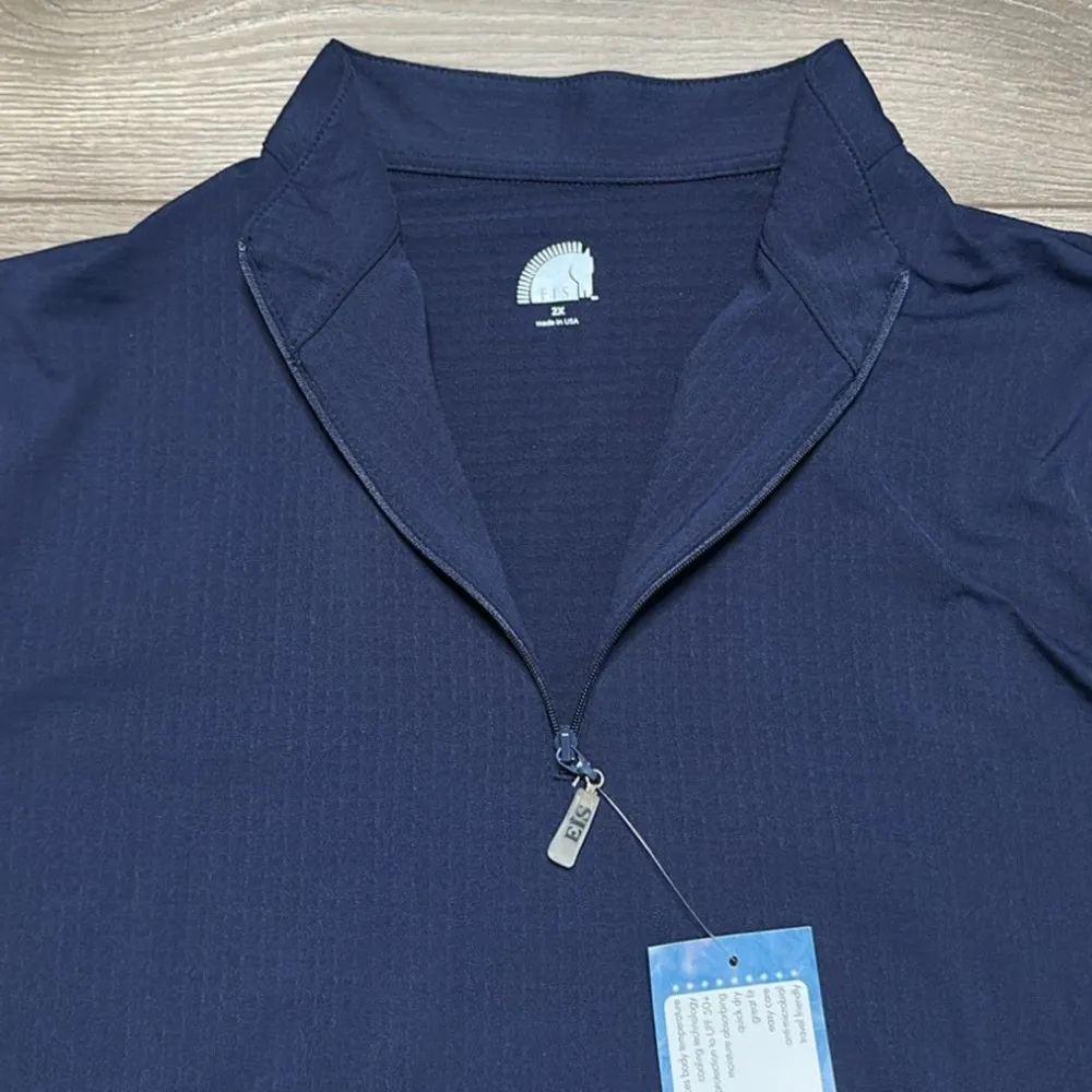 EIS Cool Sun Shirt Long Sleeve 1/4 Zip‎ Navy Blue Equestrian Shirt Size 2X - Image 5