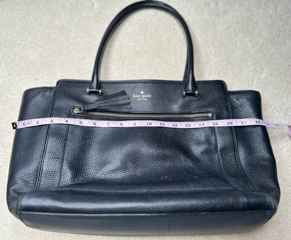 Kate Spade: Black Leather Large Tote - Image 11
