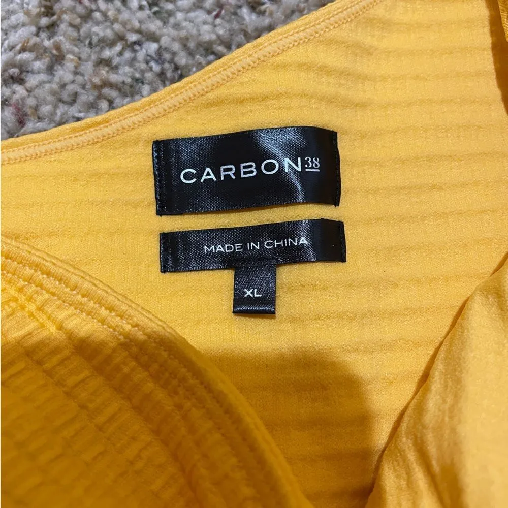 NEW Carbon38 Orange Apricot Jacquard One Shoulder Sports Bra Crop Top Size XL - Image 3