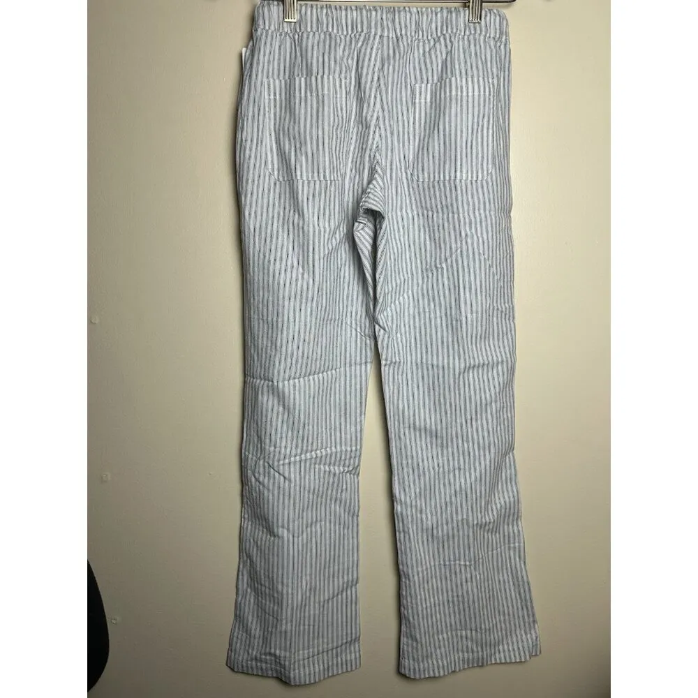 Aloha Women's White and Blue Striped Cotton Flowy Quick Dry Beach Pants Sz Small - Image 15