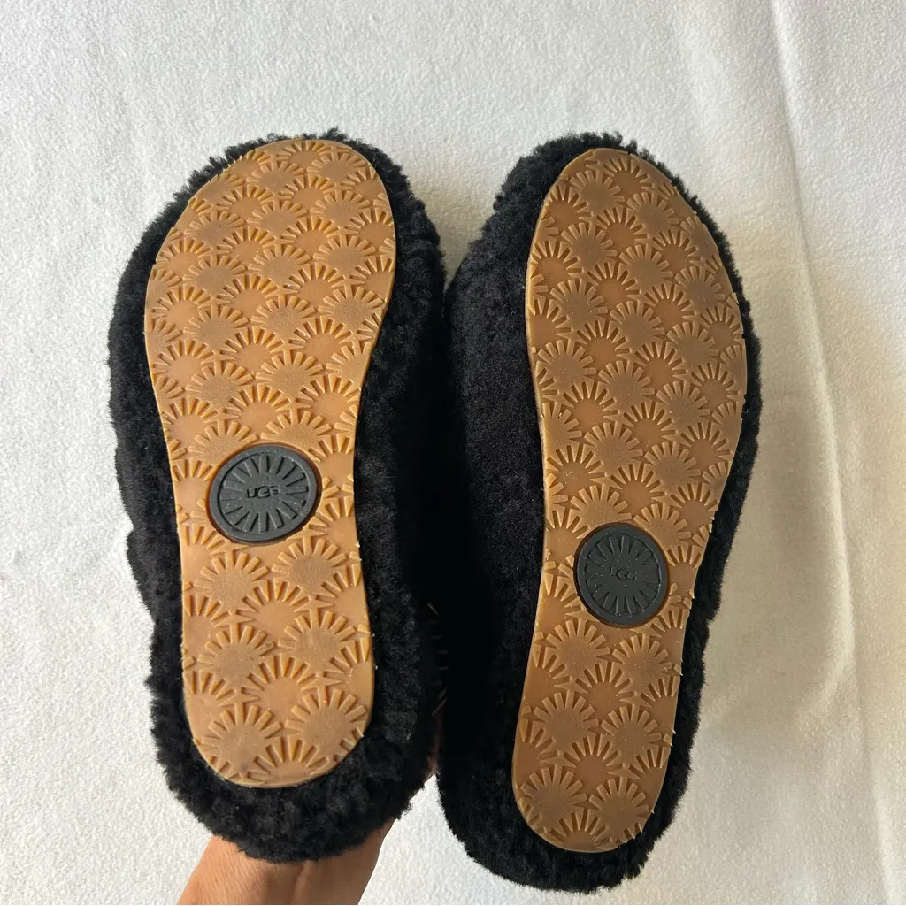 UGG  Black Fluffy Sandals - Image 5