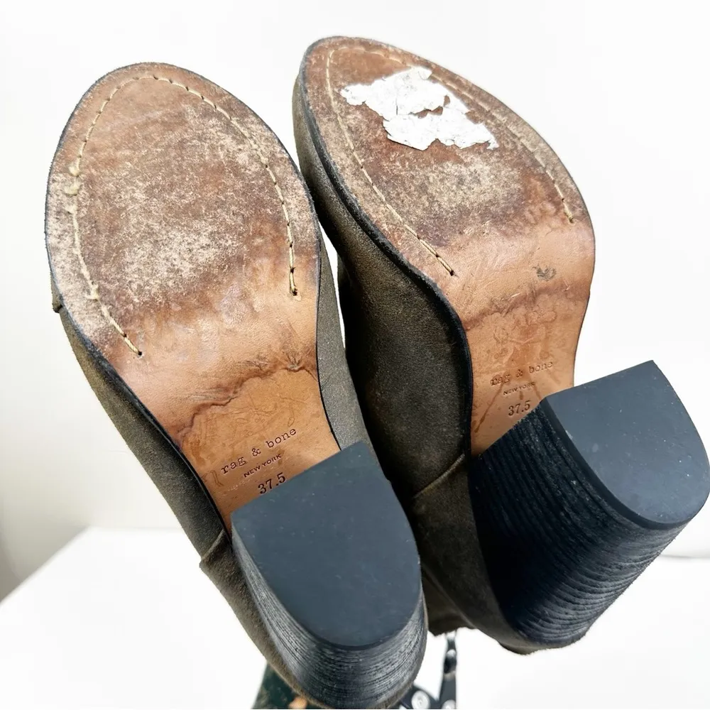 Rag & Bone Classic Newbury Ankle Boots Womens 37.5 Metallic Taupe Leather - Image 6