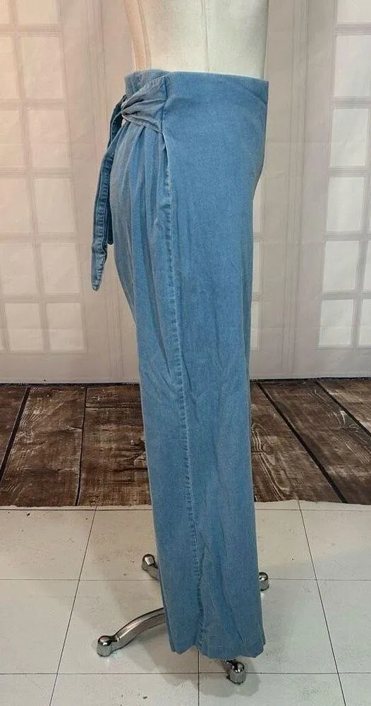 INC International Concepts light Blue Denim chambray wide leg Pants Size 10 - Image 7