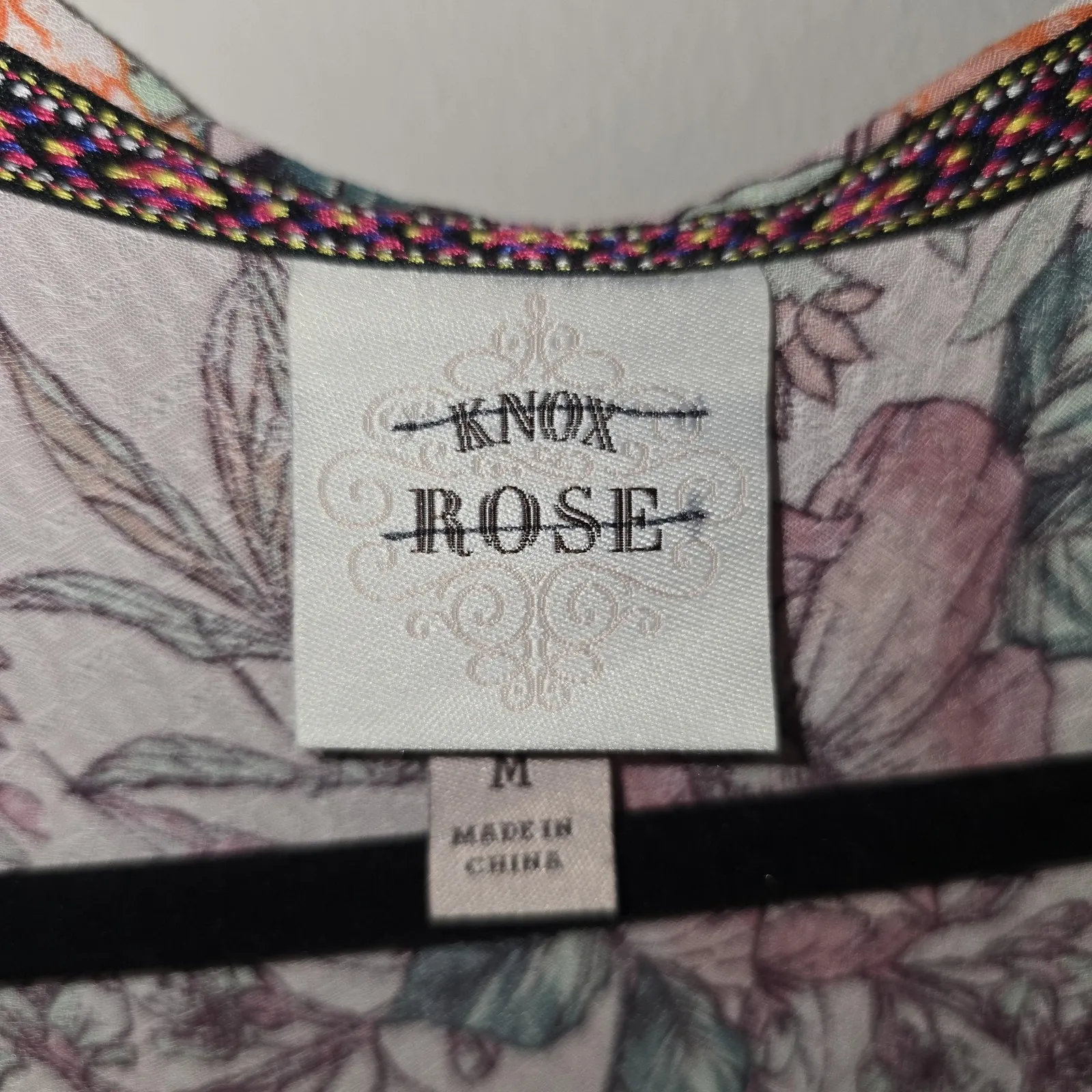 Knox Rose  Kimono Blouse Womens Medium Multicolor Floral Sheer Open Boho Coverup - Image 3