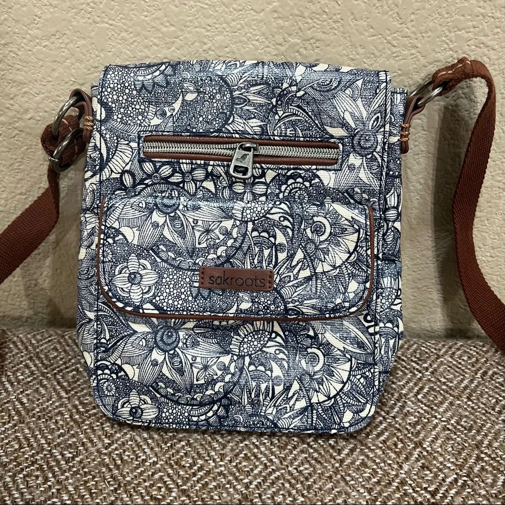 SAKROOTS Navy Blue Spirit Desert Artist Circle Cross Body Messenger Bag Purse - Image 2