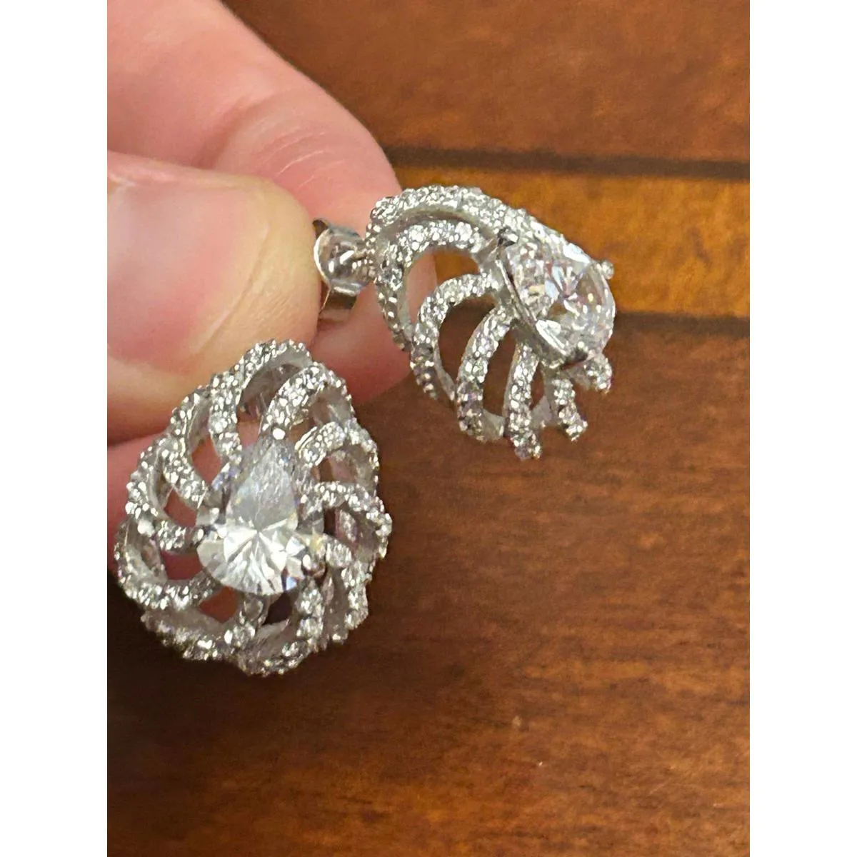 925 sterling silver earrings amazing 3/4inch m92 6.68g larger stud sparkle shin - Image 5