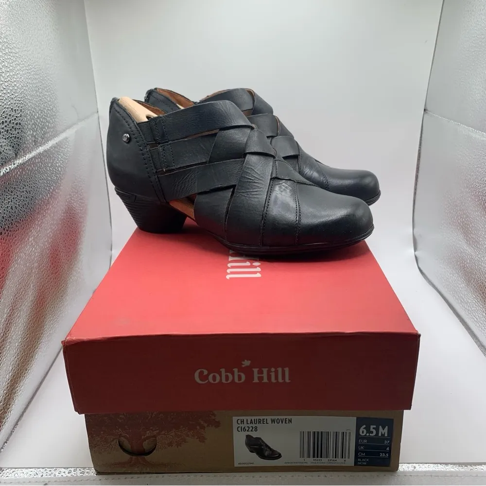 NWB Women's Cobb Hill Laurel Woven black leather size 6.5M heels 1816 - Image 4