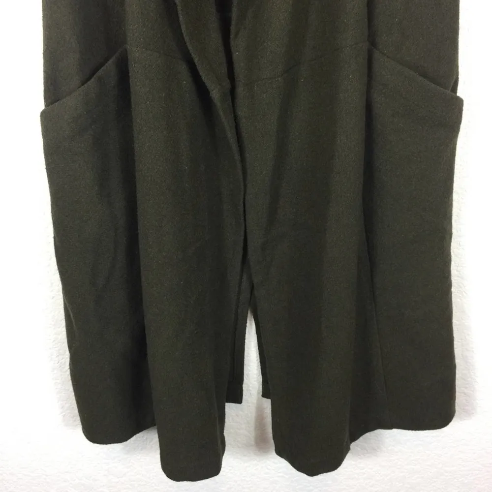 BCBGeneration Green Wool Long Open Front Military Duster Vest Size Small - Image 7