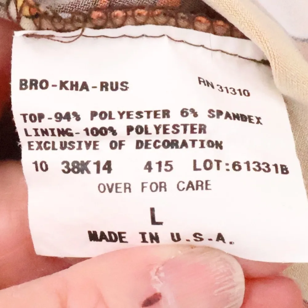 Vintage Y2K Iz Byer Babydoll Cami Top Psychedelic Mod Groovy USA Retro Size L Brown Size L - Image 6