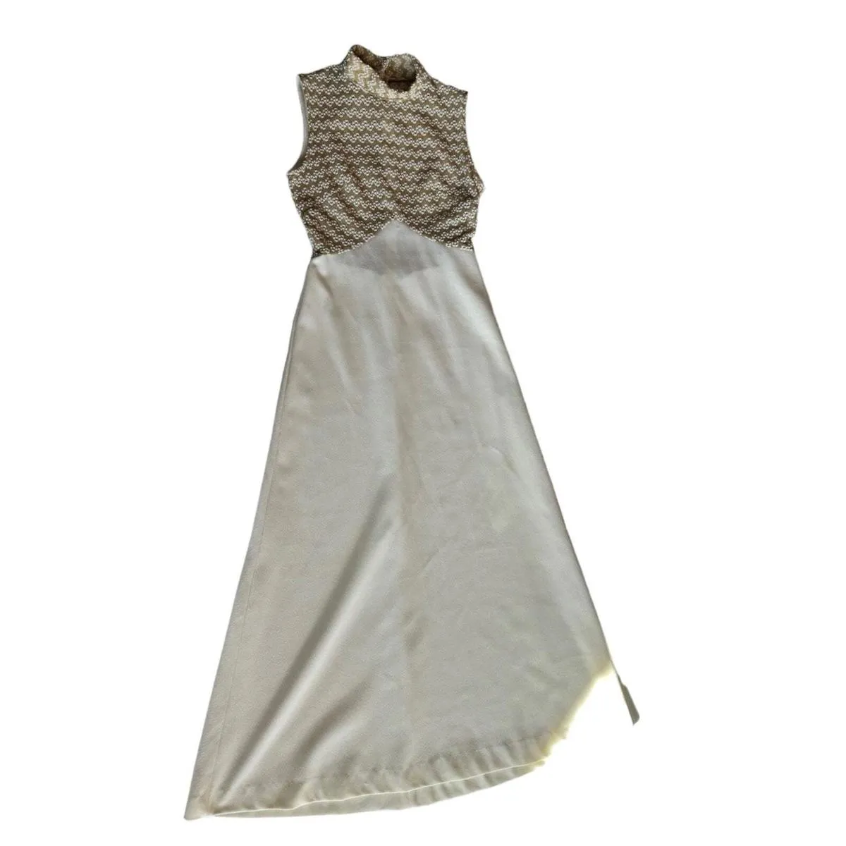 Vintage Formal Floor Length Montgomery Ward Dress Gold toned Trim Pockets Jacket - Image 16